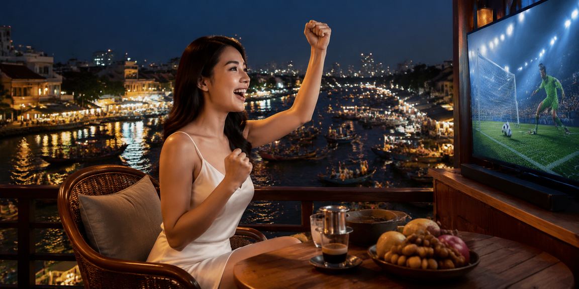 Cảnh quan sông Mê Kông với người chơi truy cập nền tảng cá cược trực tuyến
